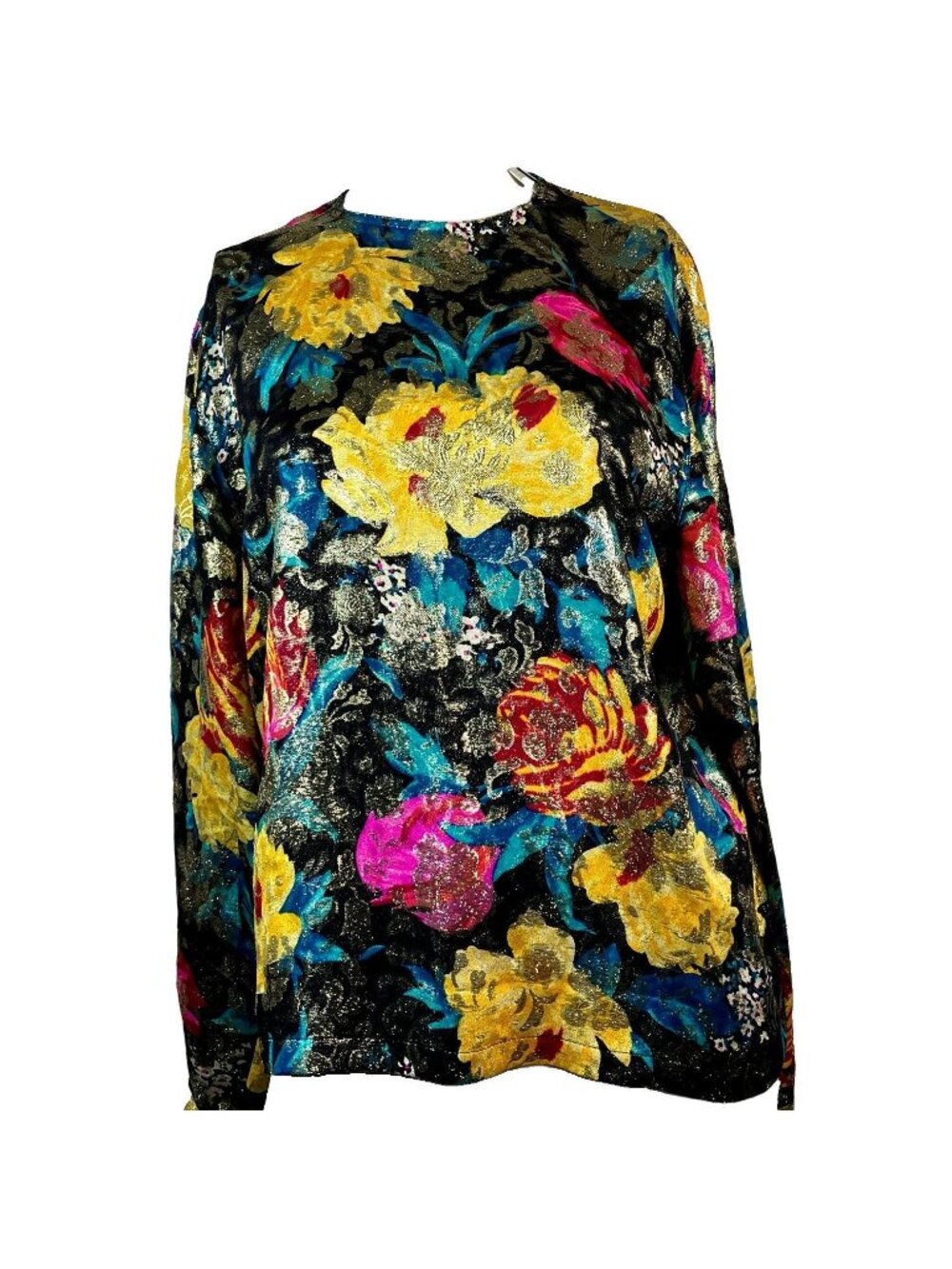 Vintage Christian Lacroix LUXE Bergdorf Goodman Floral Brocade Lame  Blouse